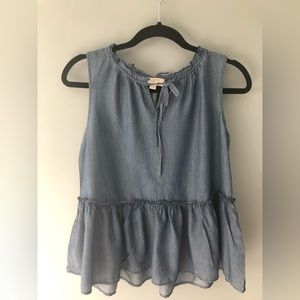 LOFT Peplum Chambray Sleeveless Top (Babydoll fit)